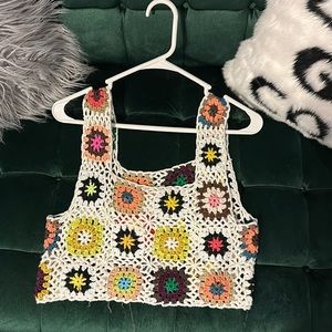 Knitted crop top swimsuit cover